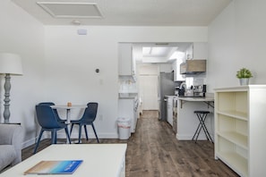 View from the living room to the kitchen.