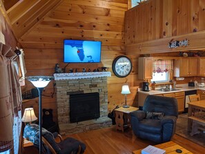 Open concept living room to kitchen