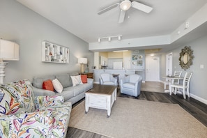 Gulf Front Living Area with Sleeper Sofa
