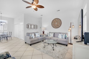 Spacious living area with 9 foot ceilings