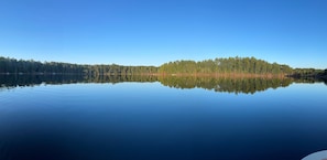 Crystal clear and tree-lined Island Lake!