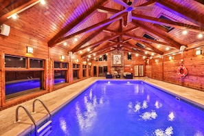 Your private heated saltwater pool and fireplace