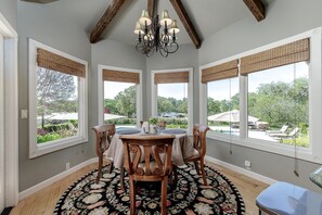 Breakfast nook overlooking the pool area