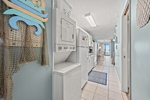 Pack light with a washer and dryer in the unit.