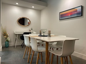 Scandinavian designed dining table and chairs.