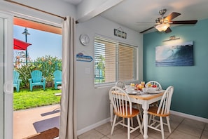 Kitchen dining area, facing the patio and grass area.
