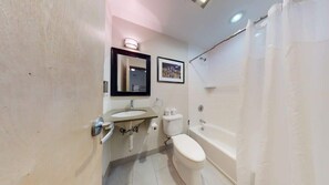 The bathroom has a beautiful, white tile enclosed shower. The kitchenette is fully equipped with pots, pans and cooking utensils, along with a two burner hot plate for cooking meals.