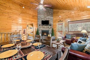 Dining area open to the Fireplace and Living Room.