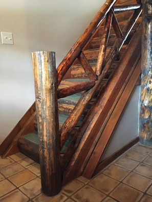 Log stairs to second floor