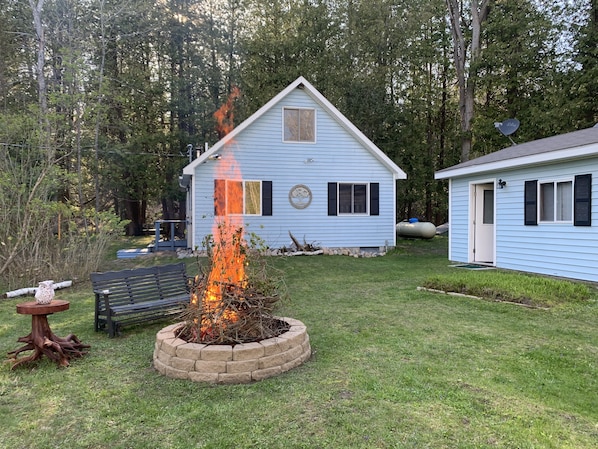 Front of the house; firepit