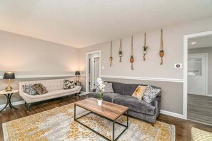 Living Room with plenty of seating and Smart TV
