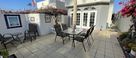 Large private sunny patio to enjoy the weather and have outdoor meals