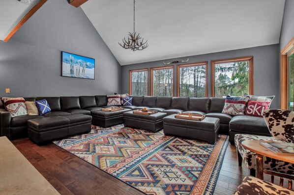 Family room with radiant floor heat