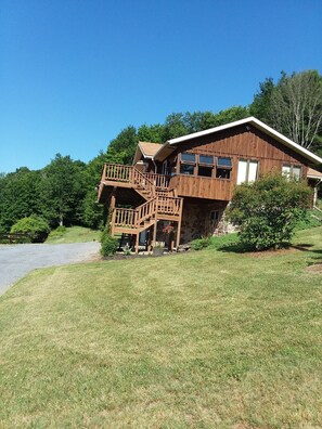 Side view as seen when approaching the house.