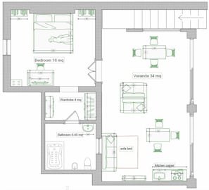 Grundriss Junior Suite con Veranda