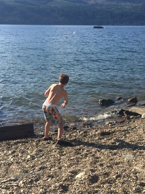 Skipping rocks at the beach. Bring your water shoes, its easier on your feet.
