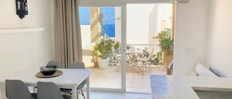 Living room with private sea view terrace