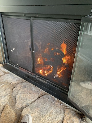 Fireplace on side deck/porch
