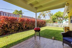 Covered Patio | Private Yard | Charcoal Grill