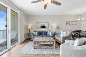 Gulf Front Living Area with Sleeper Sofa