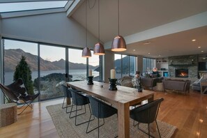 Marvel at wonderful views from the dining, kitchen, and living areas in this luxury stay