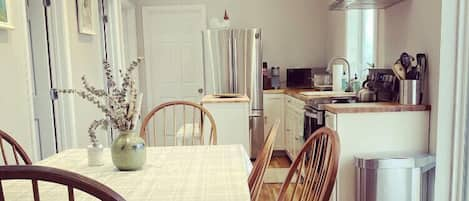 Fully stocked kitchen.  Two skylights provide plenty of natural light 