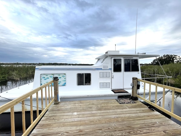 Modern boat house on Lake Mariam