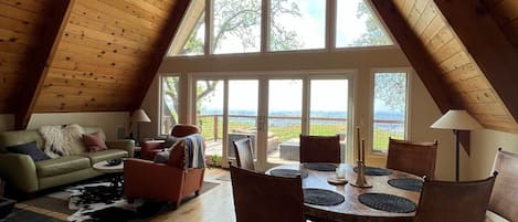 A-Frame living room. Amazing light and views