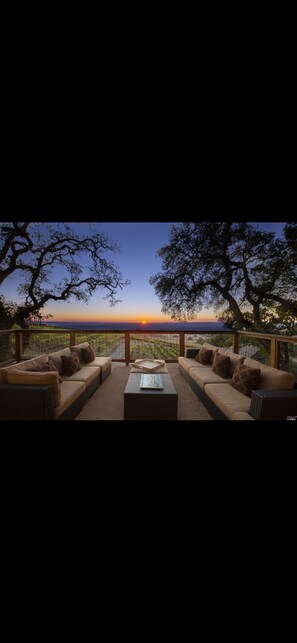 Front deck - amazing sunsets over the vineyard looking toward Bodega Bay
