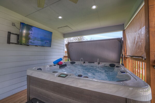 Relax and unwind in the hot tub.