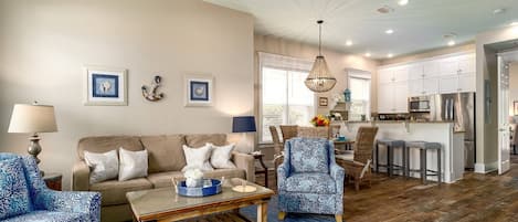 Beach Motif throughout the Open Floor Plan ~ Spacious & Open Living, Dining & Kitchen Areas