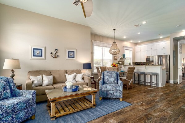 Beach Motif throughout the Open Floor Plan ~ Spacious & Open Living, Dining & Kitchen Areas