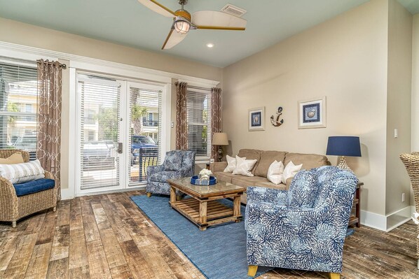 All Rooms have High Ceilings with Crown Molding around the oversized French Doors