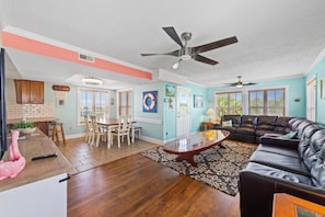 Perfect room for friends and family to gather around for movie night.
