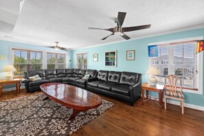 This comfy living room offers space for everyone to be together.