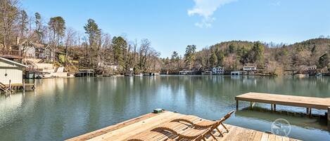 View from the lounging deck over the water with great seating for relaxing.