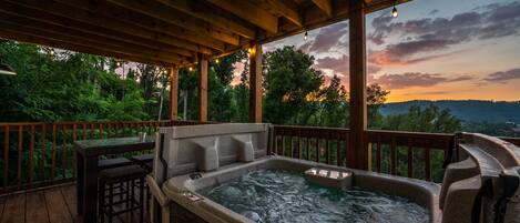 Hot tub at sunset