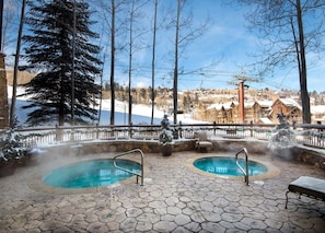 Chairlift/ski mountain views from the hot tubs at Snow Cloud Lodge. 