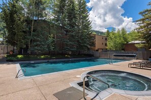 The Chateau Roaring Fork complex features a large heated pool with lap lanes and hot tub.