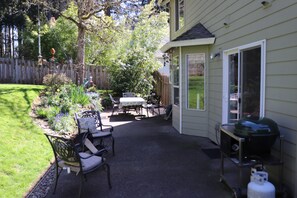 enjoy lunch or evening fires on our lovely, private patio