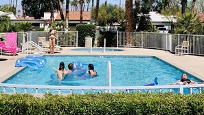 Just 20 steps from the patio, a heated pool and spa await with stunning views.