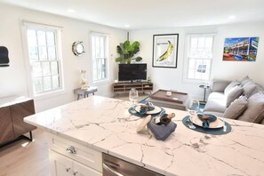 Kitchen looking into living area