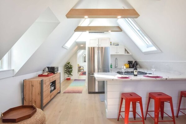 Kitchen with bar seating