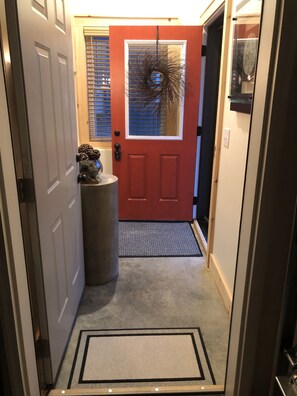 View of the cottage reception area from the attached garage entrance. 