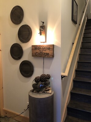At the cottage entrance/reception area.