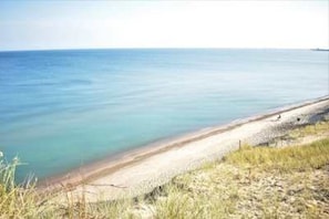 View of Beverly Shores Beach from the lakehouse 