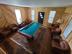Pool table in front room