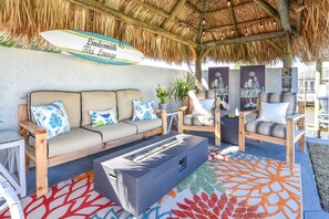 Chickee hut keeps you cool under the sun and warm at night with the fire pit.