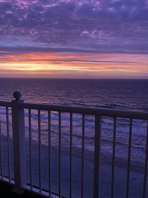 Oceanfront balcony sunrise