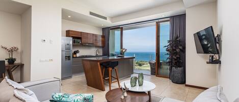 Open plan living, kitchen and dining all with spectacular ocean view!